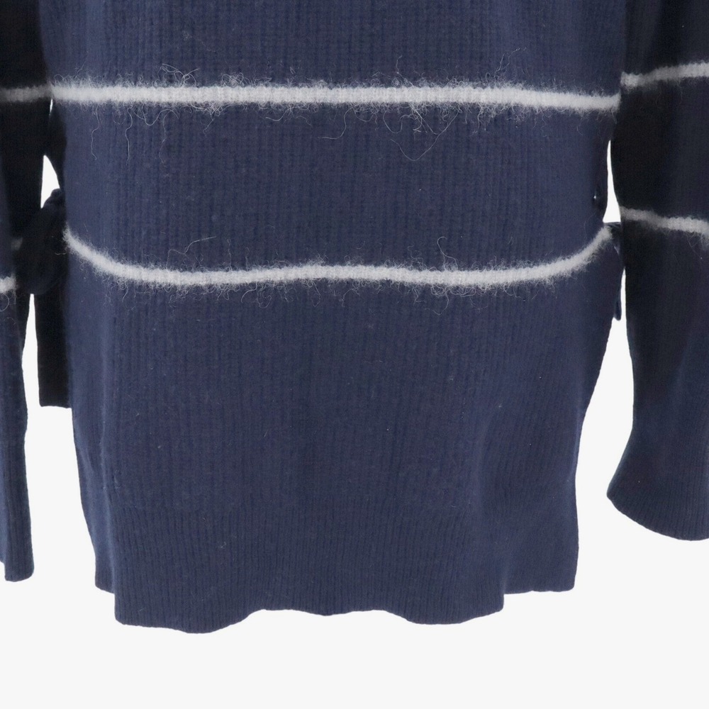 Rebecca Taylor Nautical Stripe Mock Neck Tie Side Wool Alpaca Sweater Medium - Picture 7 of 10